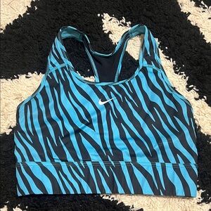 Nike Women's Teal and Black Zebra Sports Bra Top